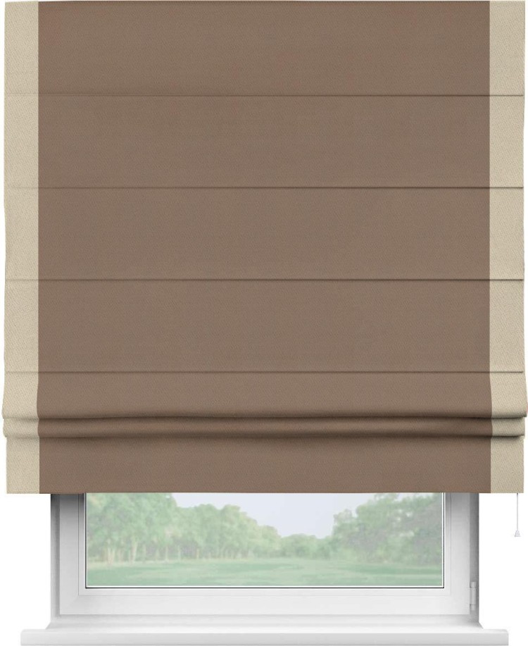 Римская штора «Кортин» с кантом Стрим Дуо, для проема, ткань блэкаут однотонный коричневый